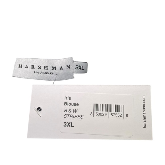 Harshman Iris Blouse 3X Black White Striped Cotton Tunic NWT Plus Size - Picture 5 of 6